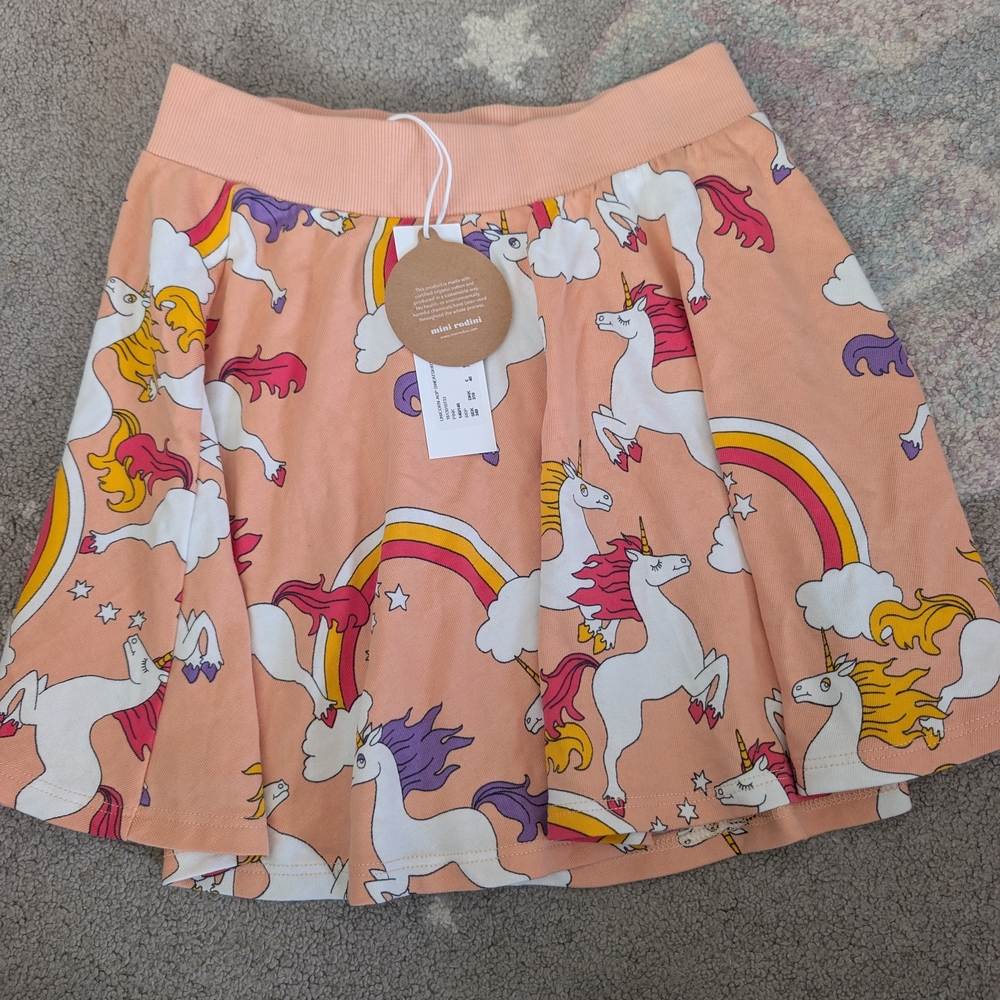 Unicorn Print Skirt - Peach